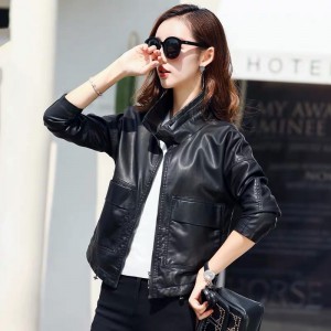 THEME 21 Pu Leather Jacket Women New Fashion Zipper Motorcycle Coat Short Faux Leather Biker Jacket Soft Casual Jacket Female