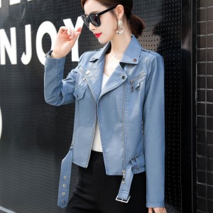 Pu Leather Jacket Women New Fashion Zipper Motorcycle Coat Short Faux Leather Biker Jacket Soft Casual Jacket Female